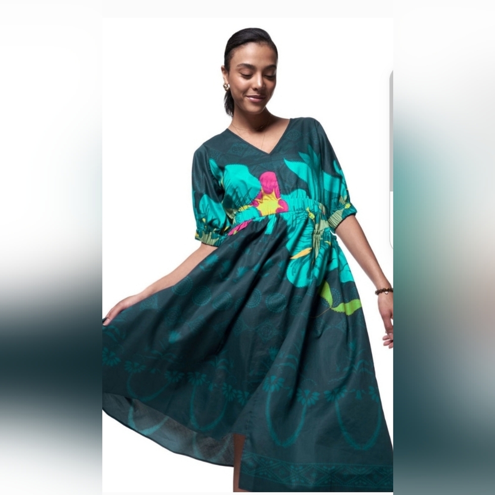 The Kit Sophie Dress | Evergreen Blooming Batik size XL